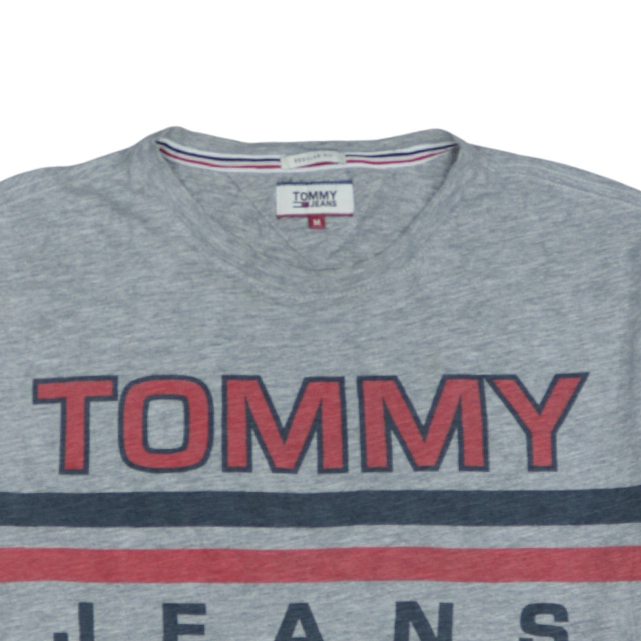Tommy Jeans Men's Grey Regular Fit Graphic Logo T-Shirt Size M