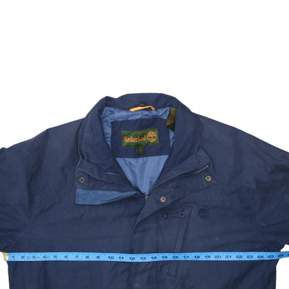 Timberland Men Blue L Parka Jacket Cotton Nylon Blend Outdoor