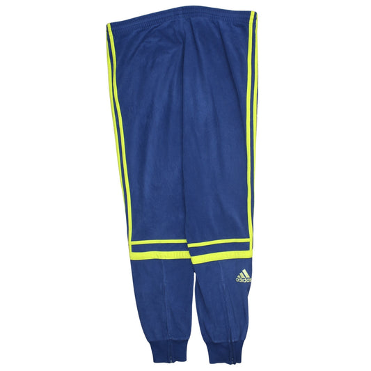 adidas Men Blue Jogger Track Pants L Fleece Tapered Fit Zip Pocket