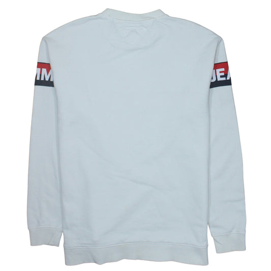 Tommy Jeans Men's White Logo Crew Neck Sweatshirt Size L
