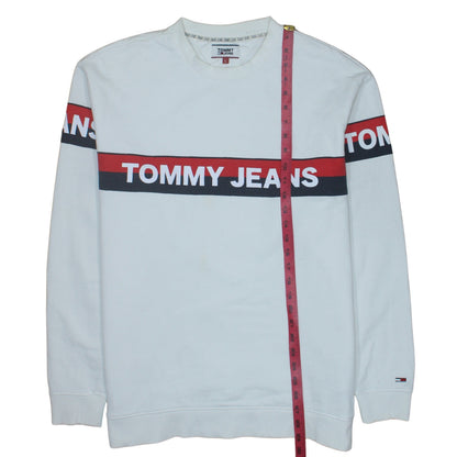 Tommy Jeans Men's White Logo Crew Neck Sweatshirt Size L
