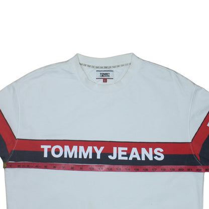 Tommy Jeans Men's White Logo Crew Neck Sweatshirt Size L
