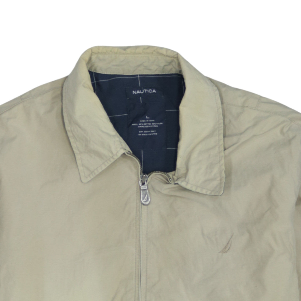 Nautica Men's Beige Cotton Nylon Full Zip Casual Jacket L