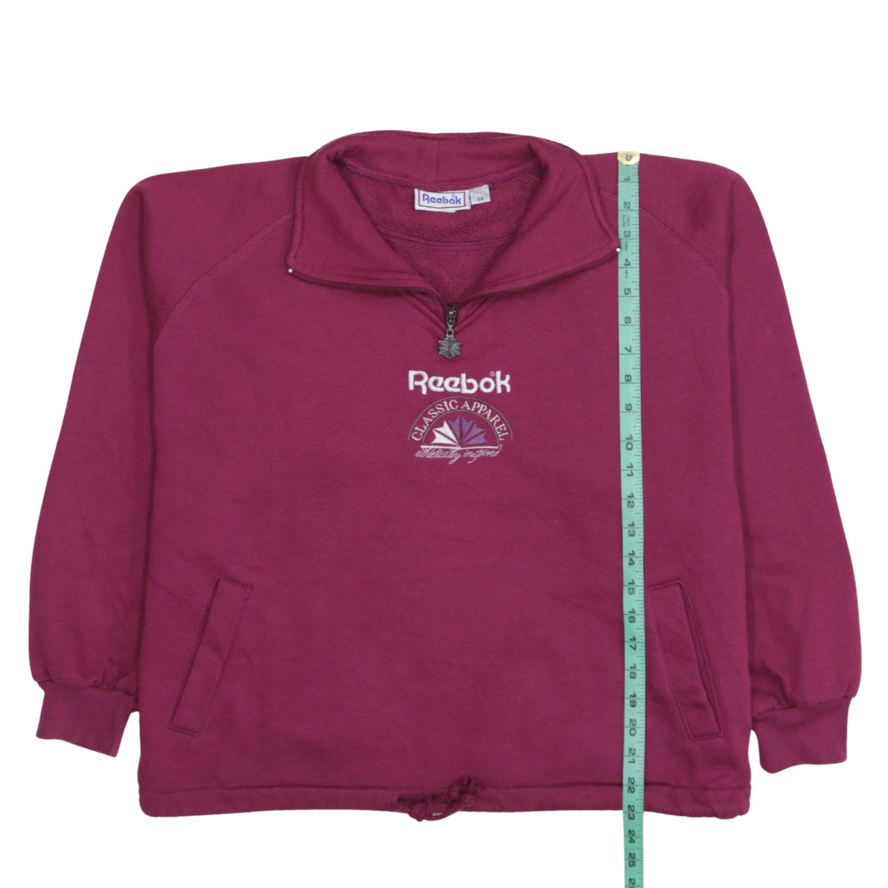 Reebok Womens Burgundy 1/4 Zip Pullover Sweatshirt Size 14