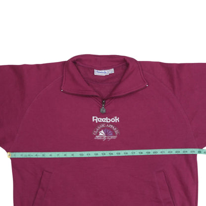 Reebok Womens Burgundy 1/4 Zip Pullover Sweatshirt Size 14
