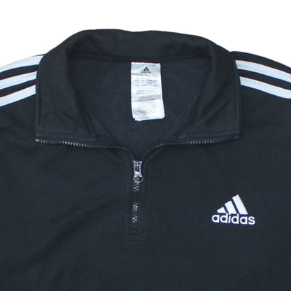 Adidas Women Black XL 1/4 Zip Sweatshirt Pullover Jumper Hoodies Top