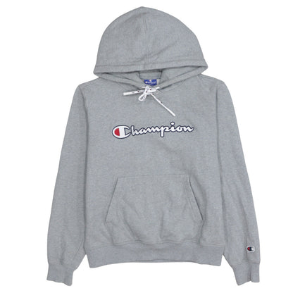 Champion Women Grey Small Pullover Hoodie 100% Cotton Logo Front