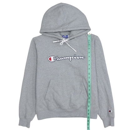 Champion Women Grey Small Pullover Hoodie 100% Cotton Logo Front