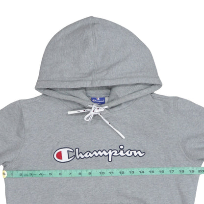 Champion Women Grey Small Pullover Hoodie 100% Cotton Logo Front