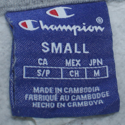 Champion Women Grey Small Pullover Hoodie 100% Cotton Logo Front