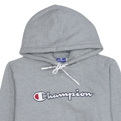 Champion Women Grey Small Pullover Hoodie 100% Cotton Logo Front
