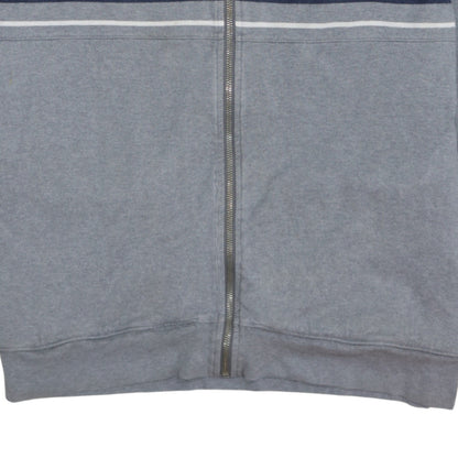 Tommy Hilfiger Men's Grey Full Zip Sweatshirt L Logo Striped Cotton