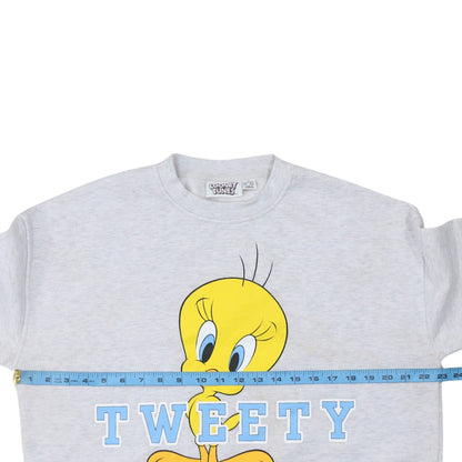 Looney Tunes Tweety Grey Pullover Sweatshirt Women M 12/14