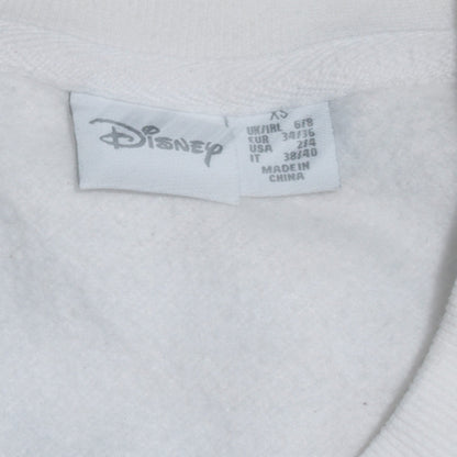 Disney Women White Mickey Pattern Pullover Sweatshirt XS