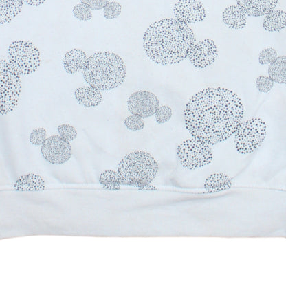 Disney Women White Mickey Pattern Pullover Sweatshirt XS