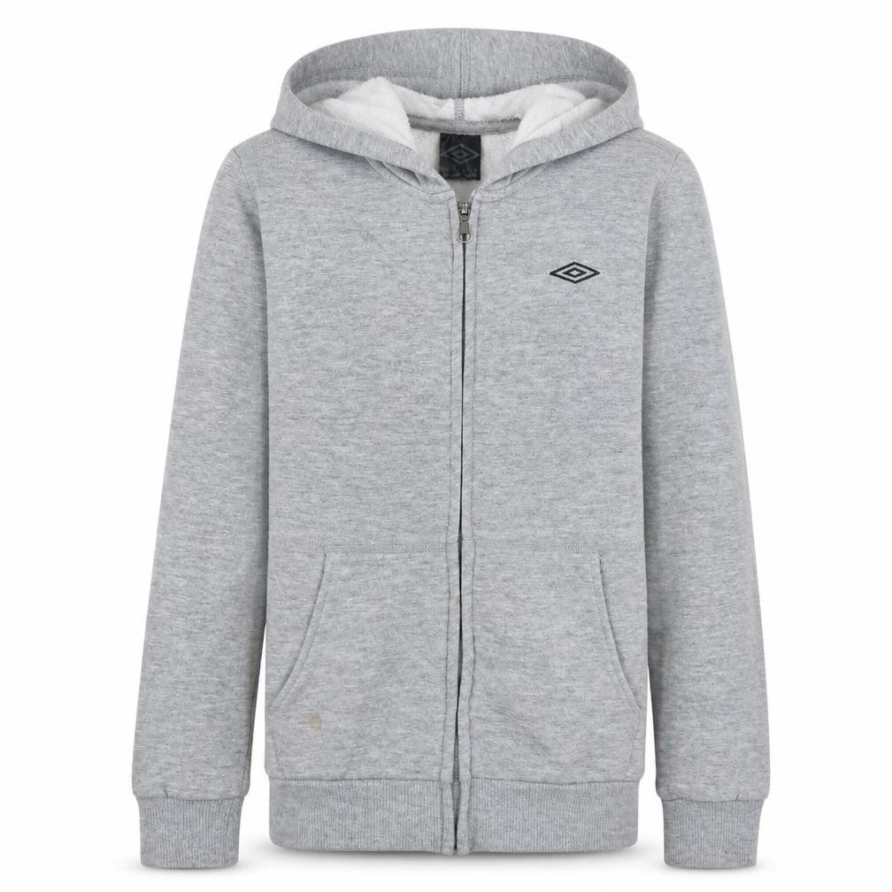 Umbro Boys Grey Full Zip Hoodie 11-12 Years Cotton Blend Lined