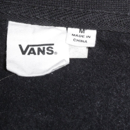 Vans Womens Black Medium Pullover Sweatshirt Check Logo Crew Neck