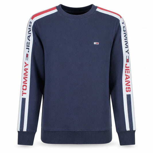 Tommy Jeans Men's Blue Logo Stripe Crew Neck Sweatshirt M