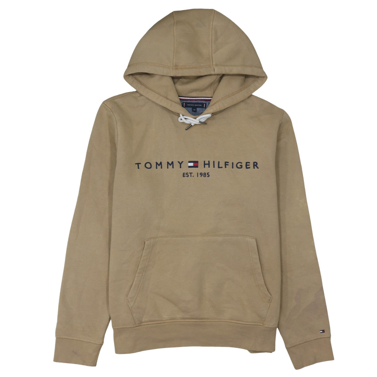 Tommy Hilfiger Men's Beige 2XL Pullover Hoodie Logo Print