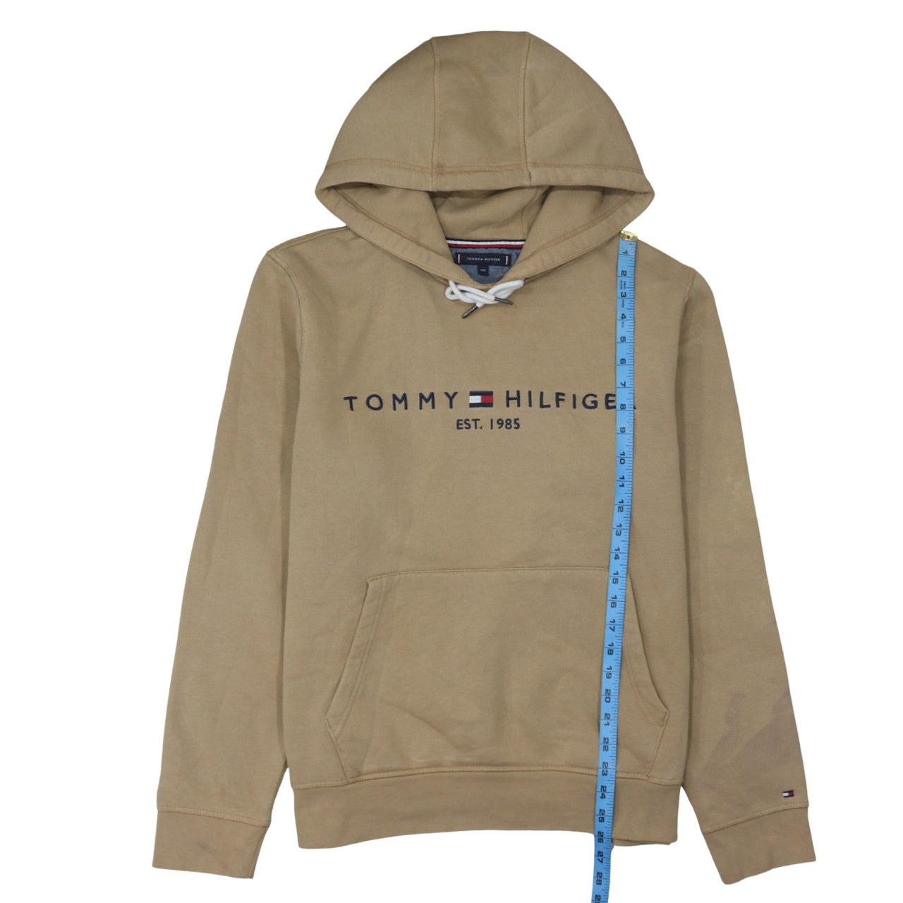 Tommy Hilfiger Men's Beige 2XL Pullover Hoodie Logo Print