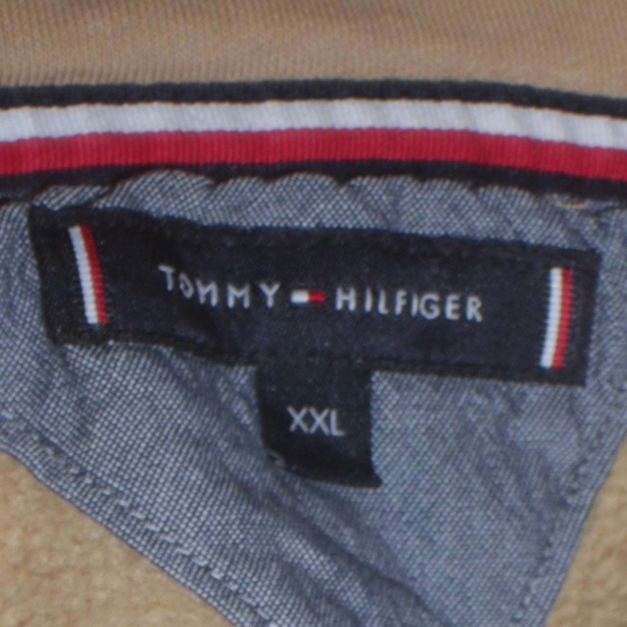 Tommy Hilfiger Men's Beige 2XL Pullover Hoodie Logo Print