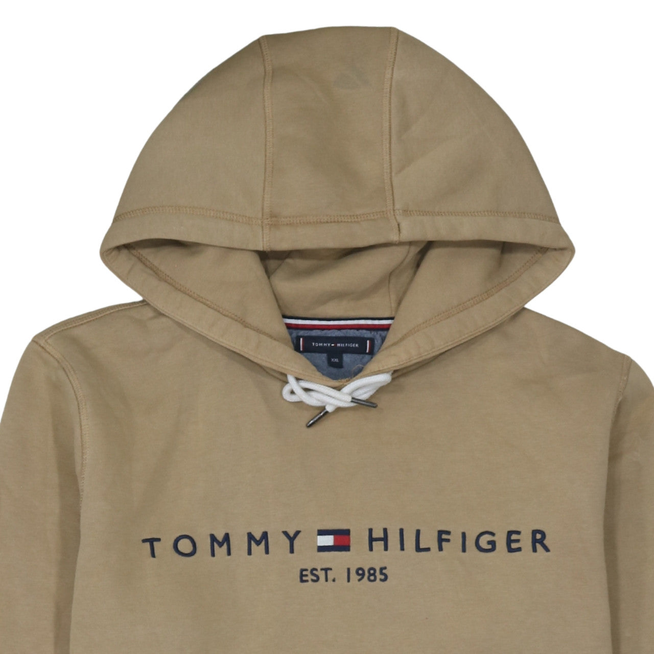 Tommy Hilfiger Men's Beige 2XL Pullover Hoodie Logo Print