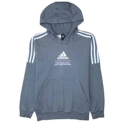 Adidas Boys Grey Pullover Hoodie 14 Years Logo Hooded Sweatshirt