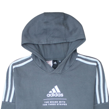 Adidas Boys Grey Pullover Hoodie 14 Years Logo Hooded Sweatshirt