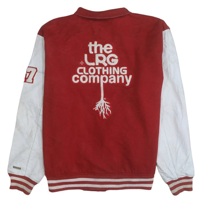 LRG Men's Red Varsity Jacket 2XL Wool Leather Team Captain