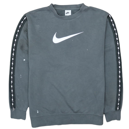 Nike Men's Grey Logo Crew Neck Sweatshirt Size M
