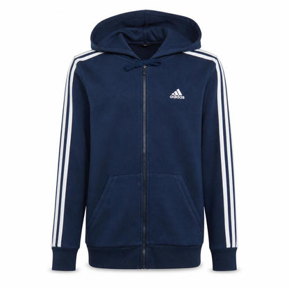 Front view of Adidas Men's Blue Full Zip Hoodie S Sportswear Fleece