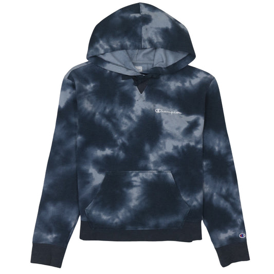 Champion Women's Black Blue Tie-Dye Pullover Hoodie Small