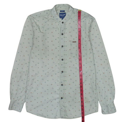 Wrangler Men Beige Slim Fit Long Sleeve Band Collar Button-Up Shirt L