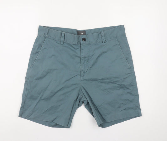 H&M Men's Green Regular Fit Chino Shorts Size 33