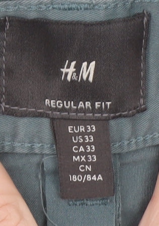 H&M Men's Green Regular Fit Chino Shorts Size 33