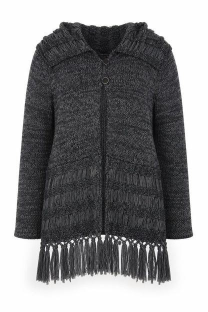 Paramour Women’s Grey Chunky Knit Fringe Cardigan M