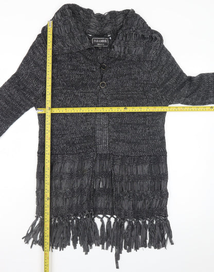 Paramour Women’s Grey Chunky Knit Fringe Cardigan M