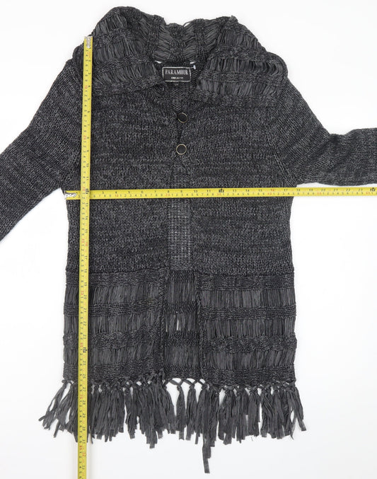 Paramour Women’s Grey Chunky Knit Fringe Cardigan M