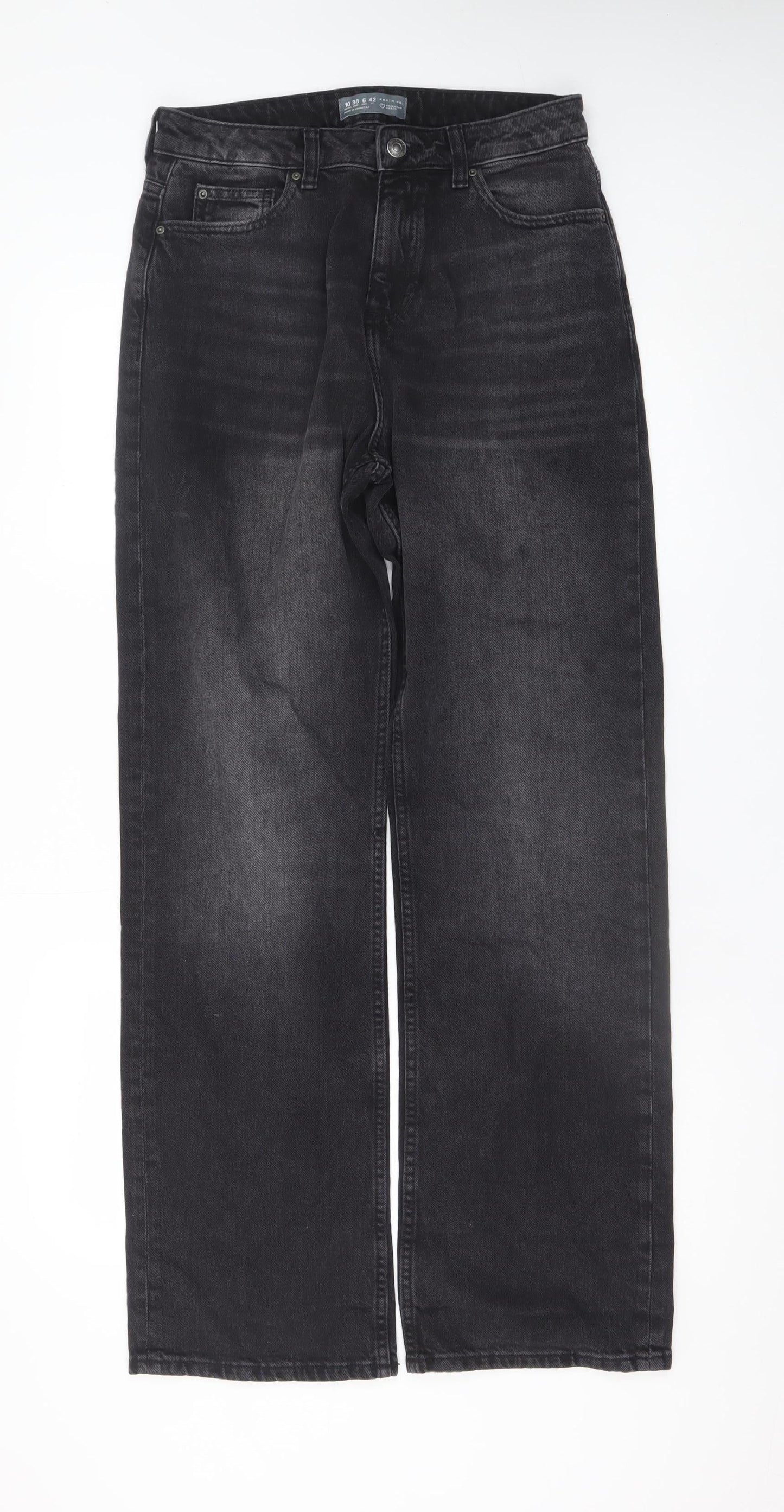 Primark Womens Black Wide-Leg High Rise Jeans Size 10