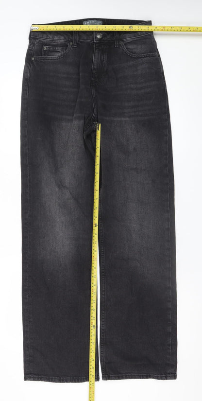 Primark Womens Black Wide-Leg High Rise Jeans Size 10