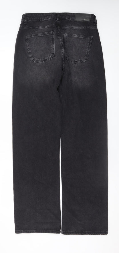 Primark Womens Black Wide-Leg High Rise Jeans Size 10