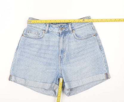 H&M Women Blue High Rise Denim Mom Shorts Size 8 Cotton