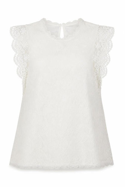Pieces Women White Lace High Neck Sleeveless Blouse Size S