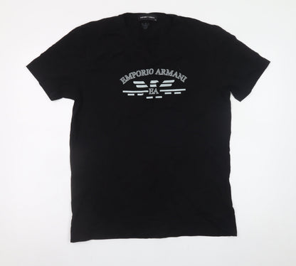 Emporio Armani Men's Black XL Logo Cotton T-Shirt
