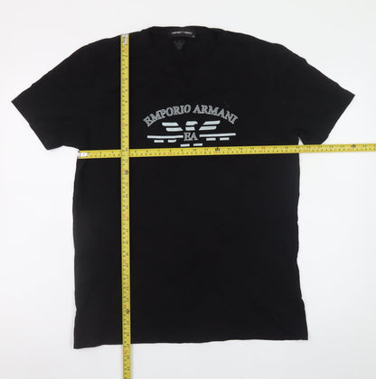 Emporio Armani Men's Black XL Logo Cotton T-Shirt