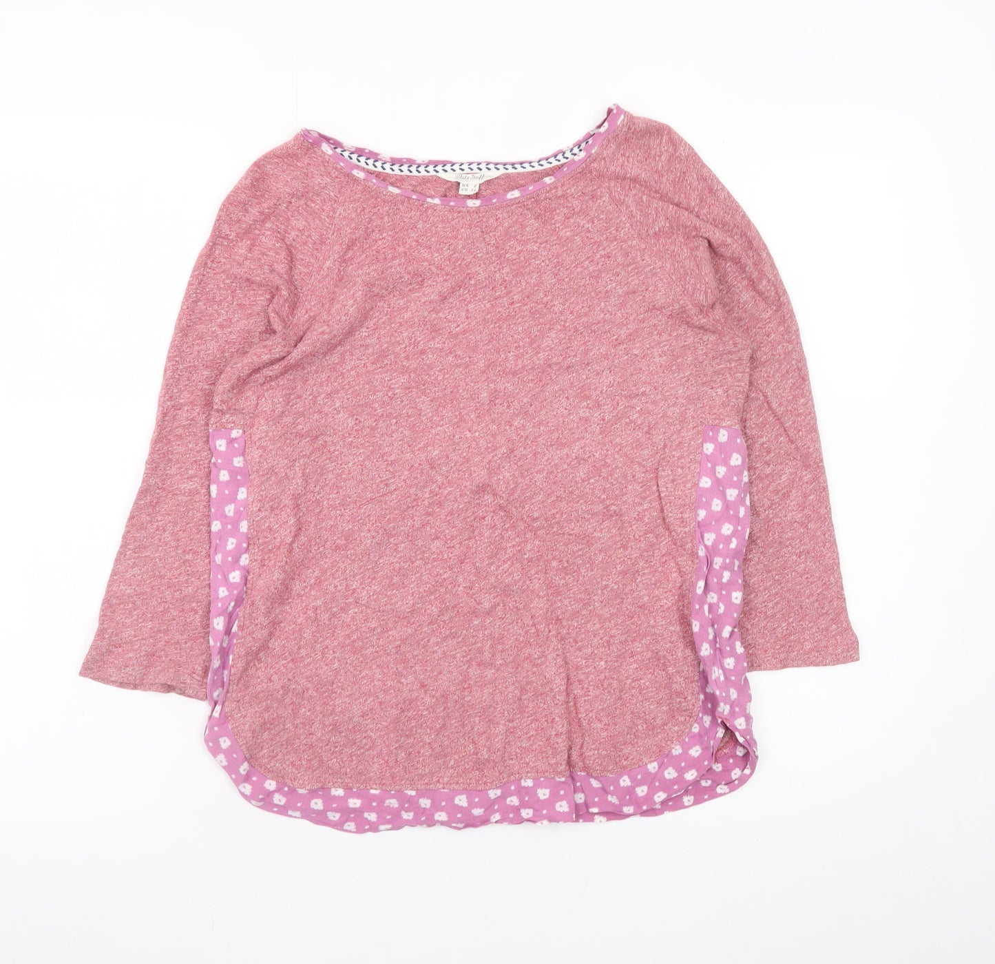 White Stuff Women’s Pink Cotton 3/4 Sleeve Boat Neck T-Shirt Size 8