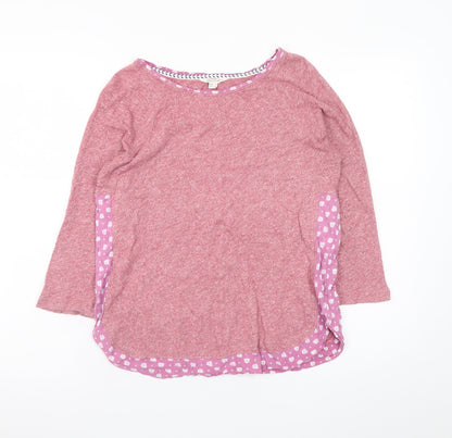 White Stuff Women’s Pink Cotton 3/4 Sleeve Boat Neck T-Shirt Size 8