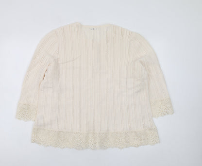Gallery Women’s Ivory Crochet Trim Blouse UK XL 3/4 Sleeve Tunic