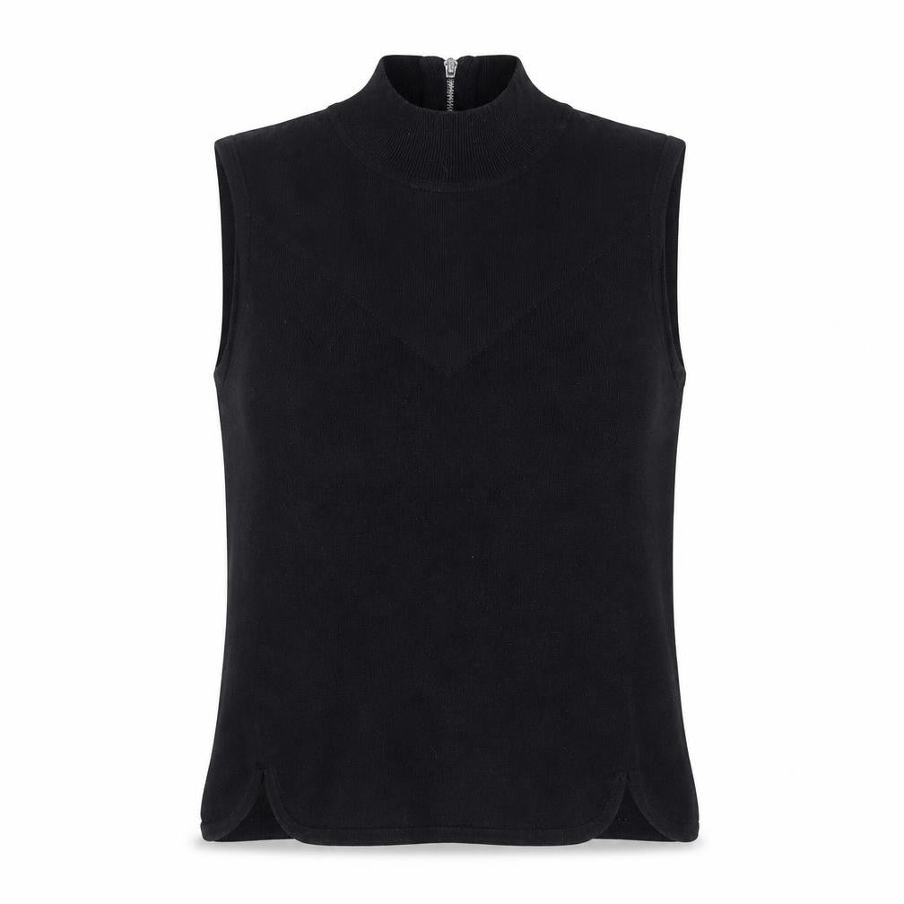 Karen Millen Women Black Mock Neck Sleeveless Jersey Blouse Size 2
