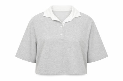 Savida Women's Grey Collared Cropped Polo Top Size 10